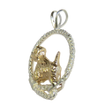 Solid 14K Gold West Highland White Terrier in Sterling Silver Leash Pendant