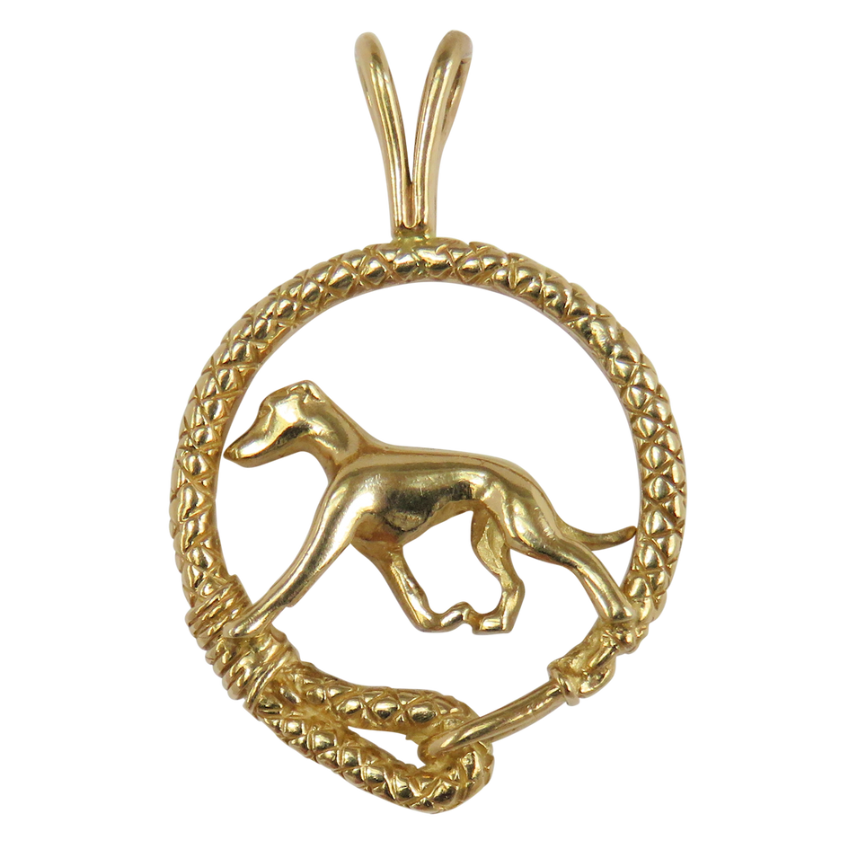 Solid 14K Gold Whippet Leash Pendant