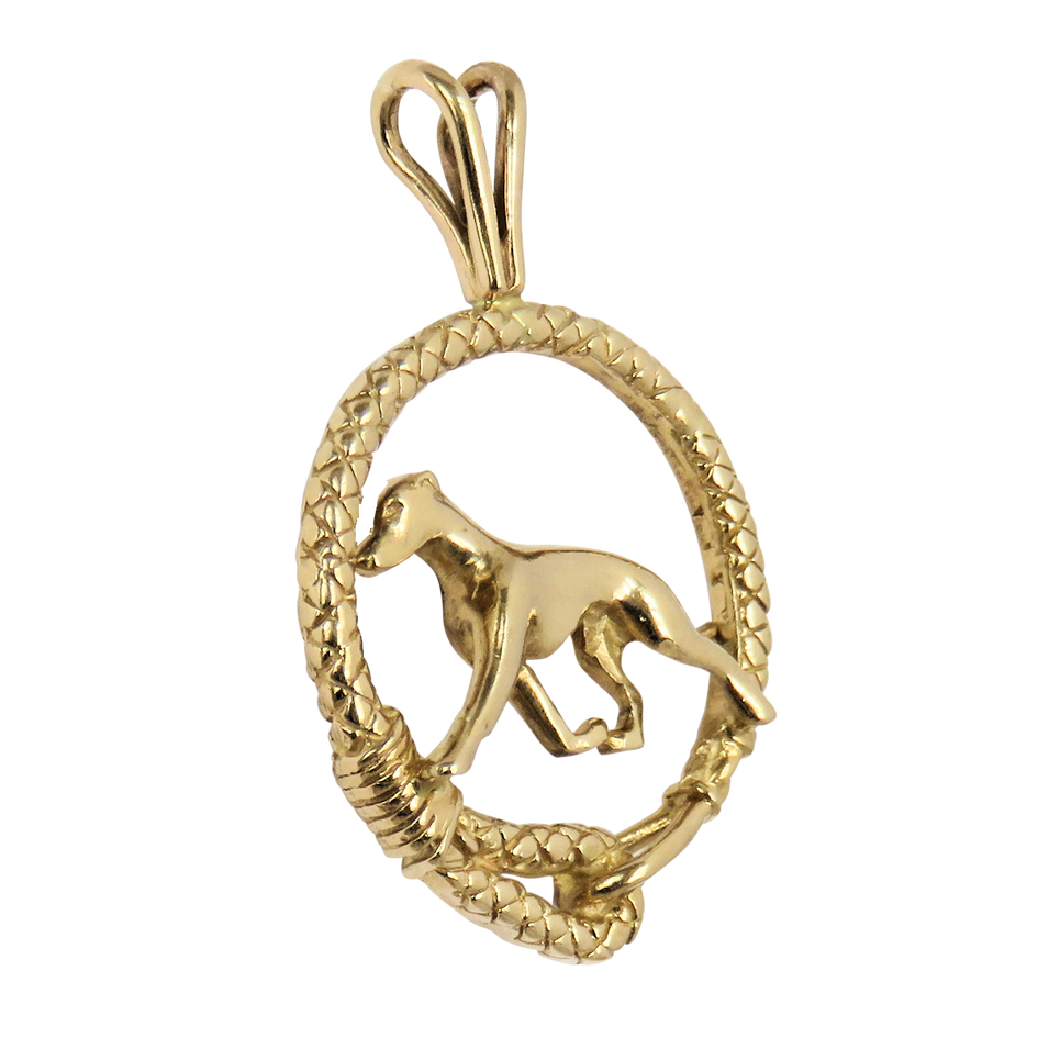 Solid 14K Gold Whippet Leash Pendant