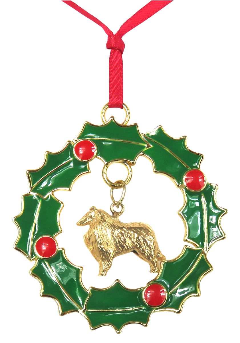 Collie Wreath Ornament