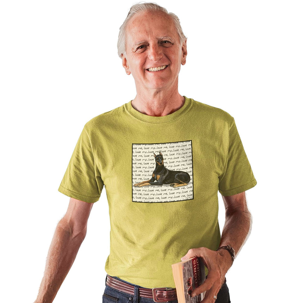 Doberman Pinscher Love Text - Adult Unisex T-Shirt