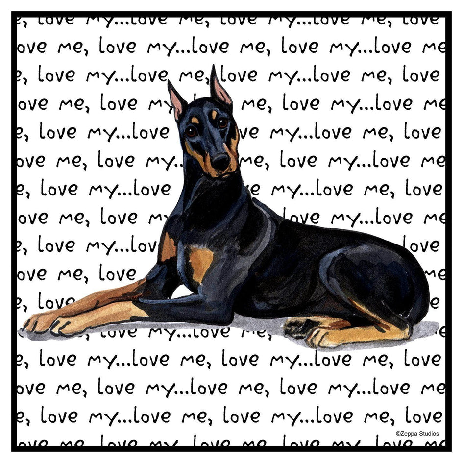 Doberman Pinscher Love Text - Adult Unisex T-Shirt