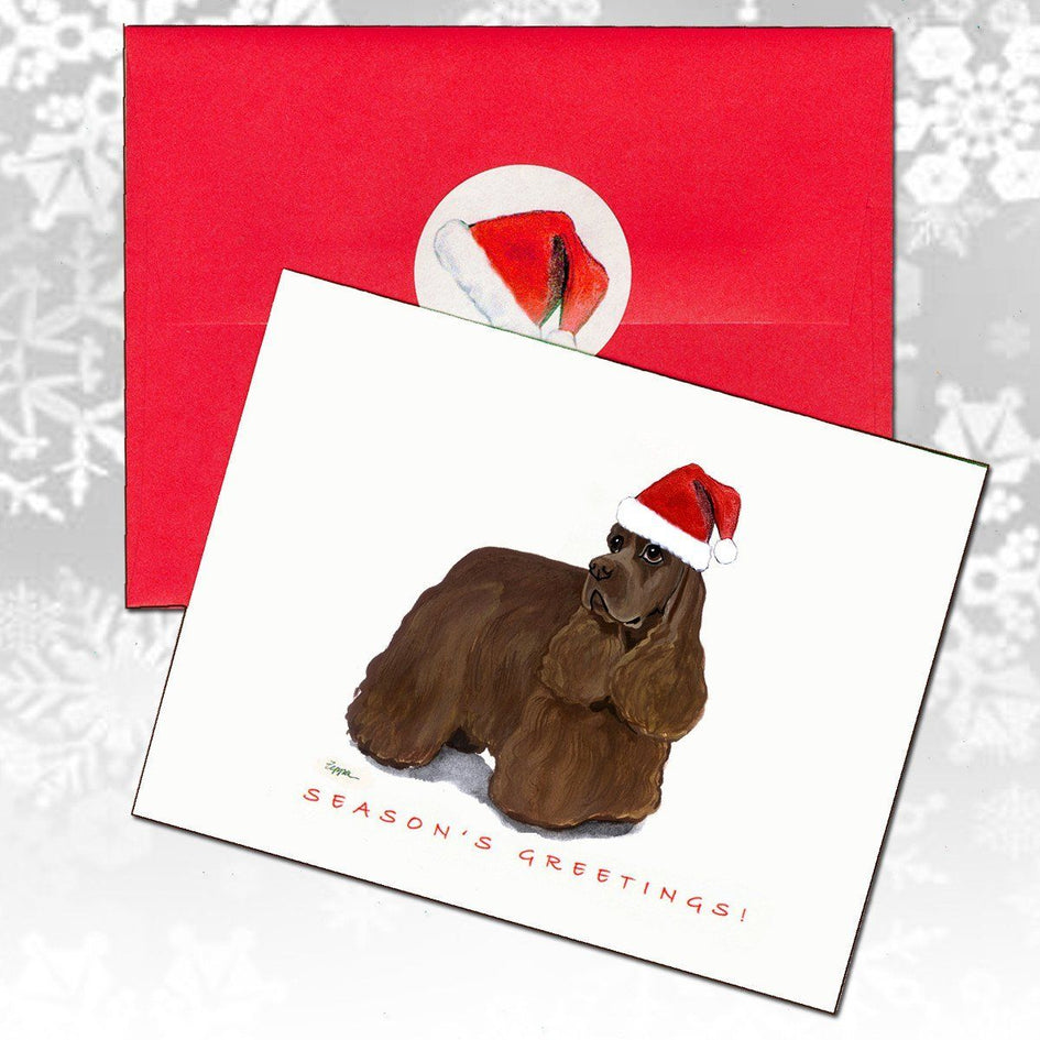 American Cocker Spaniel, Chocolate Christmas Note Cards
