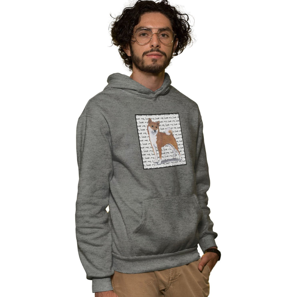 Shiba Inu Love Text - Adult Unisex Hoodie Sweatshirt