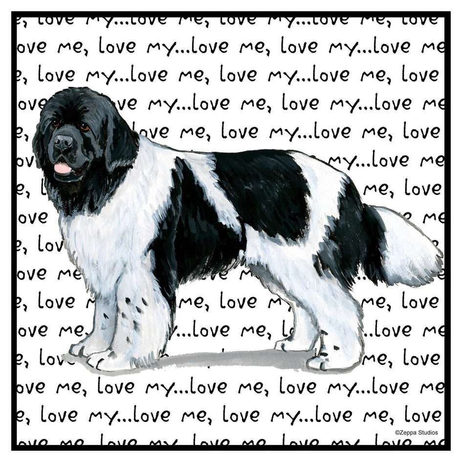 Black & White Newfoundland Love Text - Adult Unisex Hoodie Sweatshirt
