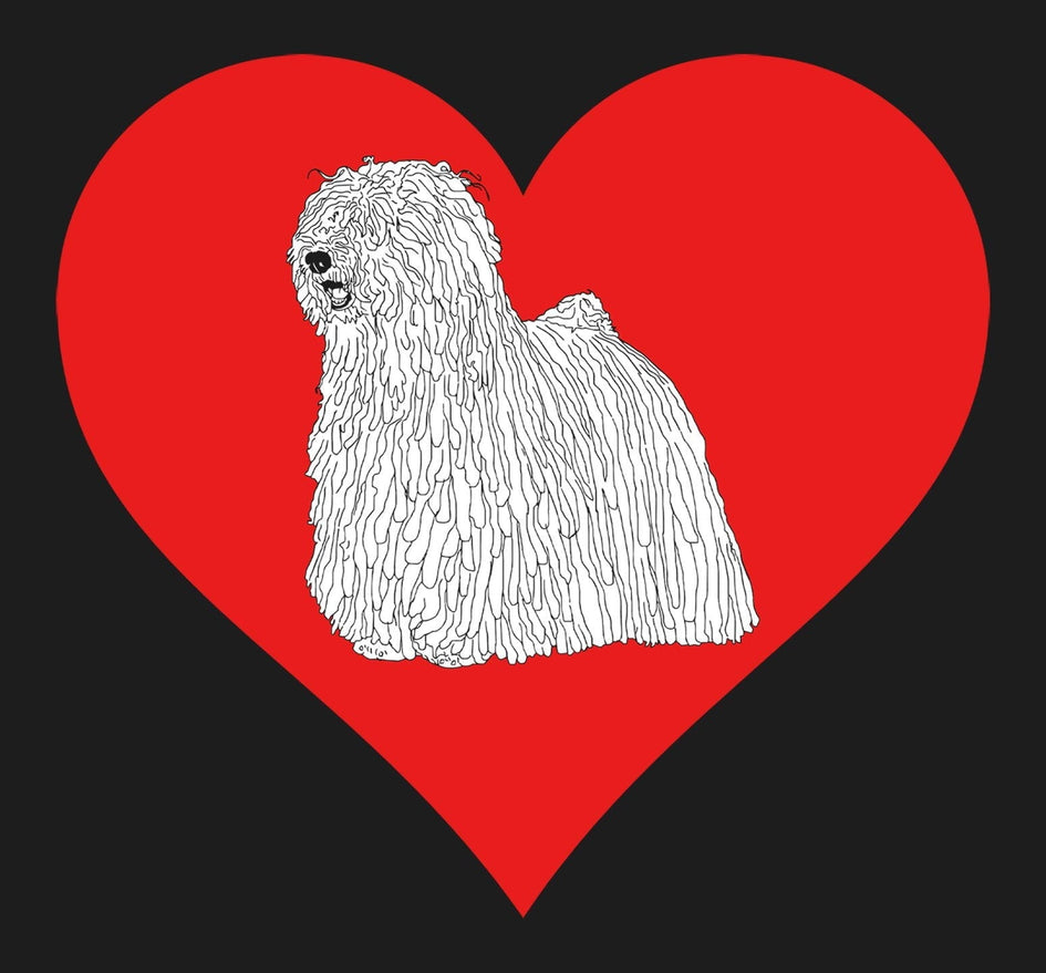 White Puli on Heart Left Chest - Full-Zip Hoodie Sweatshirt