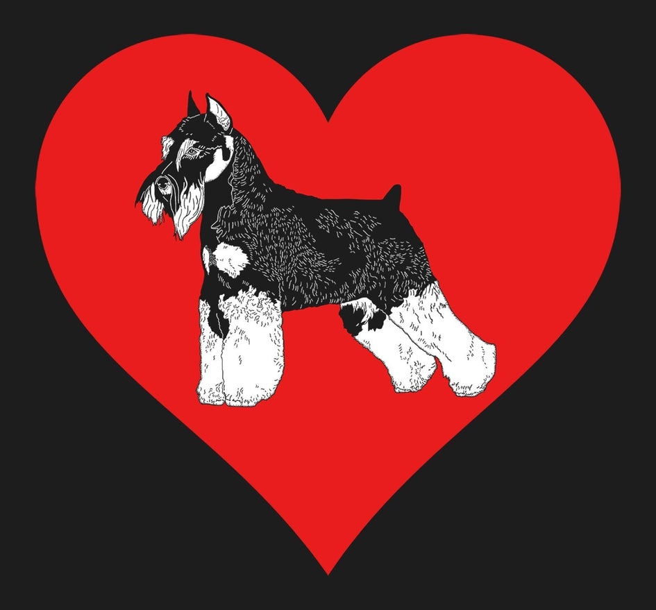Miniature Schnauzer on Heart Left Chest - Full-Zip Hoodie Sweatshirt