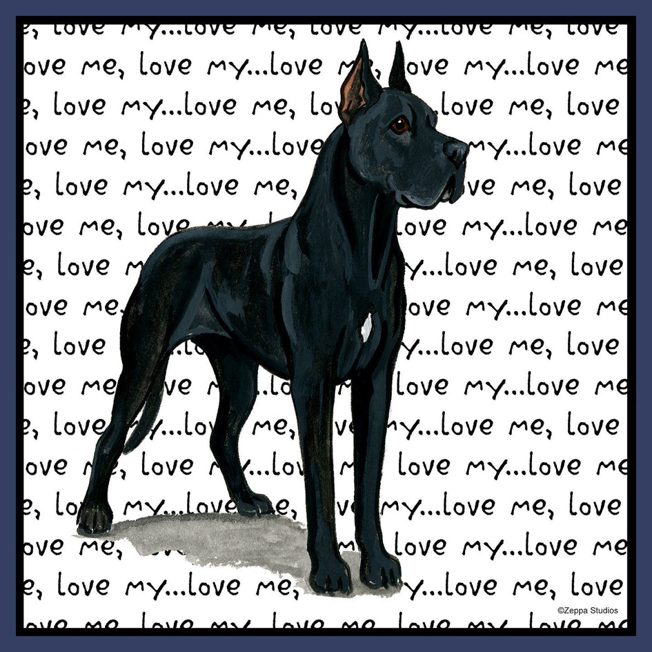 Great Dane (Cropped Ears) Love Text - Adult Unisex Hoodie Sweatshirt