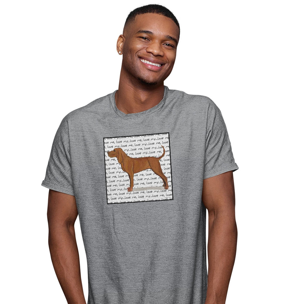 Redbone Coonhound Love Text - Adult Unisex T-Shirt