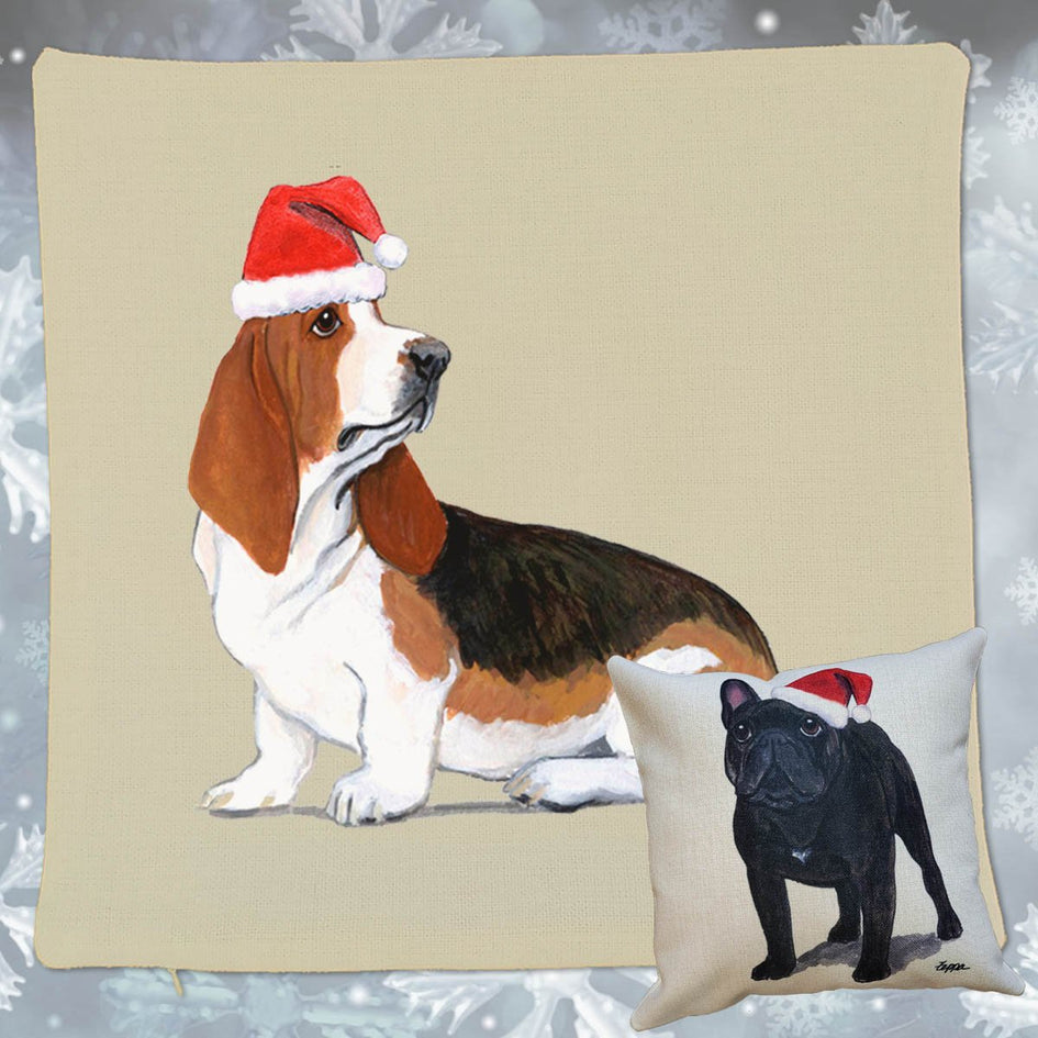 Basset Hound Santa Pillow Cover
