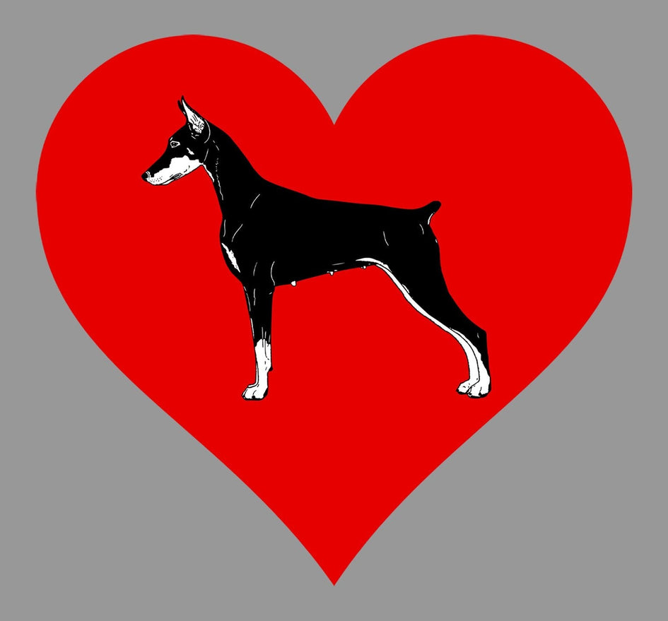 Doberman Pinscher on Heart Left Chest - Full-Zip Hoodie Sweatshirt