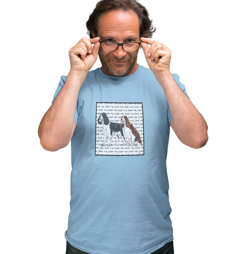 English Springer Spaniel Duo Love Text - Adult Unisex T-Shirt