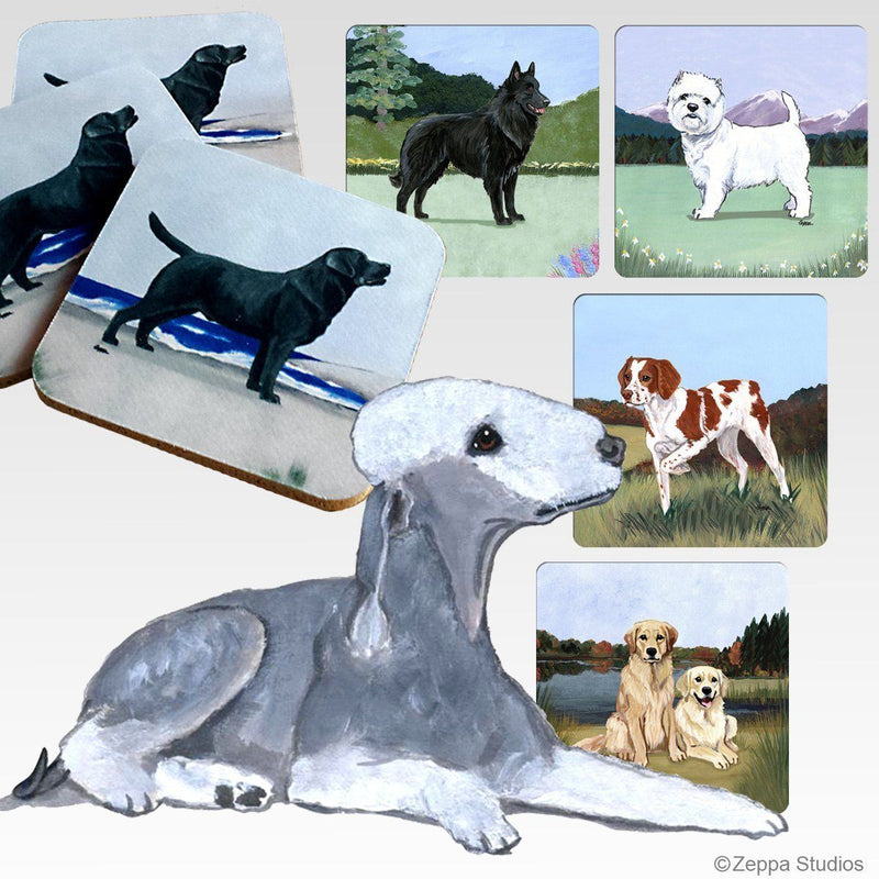 Bedlington Terrier Scenic Square Coaster