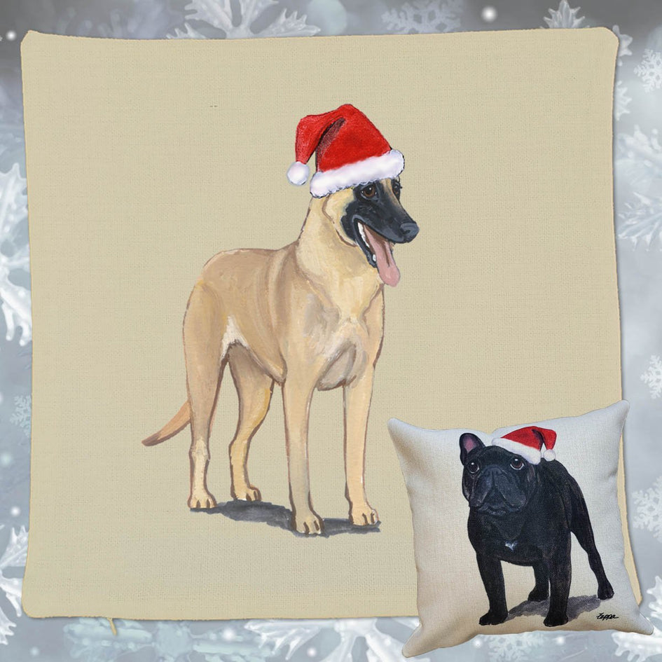 Belgian Malinois Santa Pillow Cover