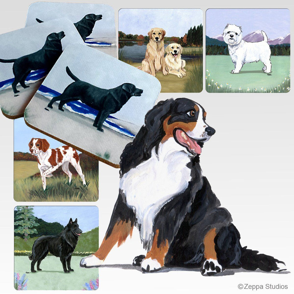 Bernese Mountain Dog Scenic Square Coaster