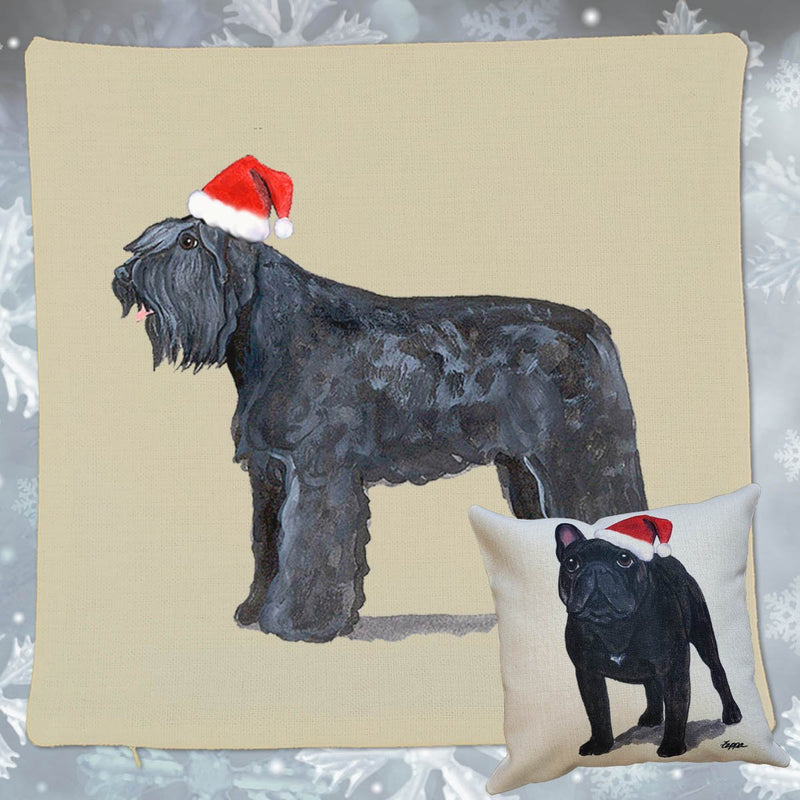 Bouvier des Flandres Santa Pillow Cover