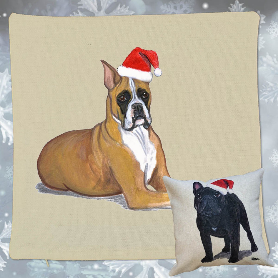 Boxer Santa Pillow Cover