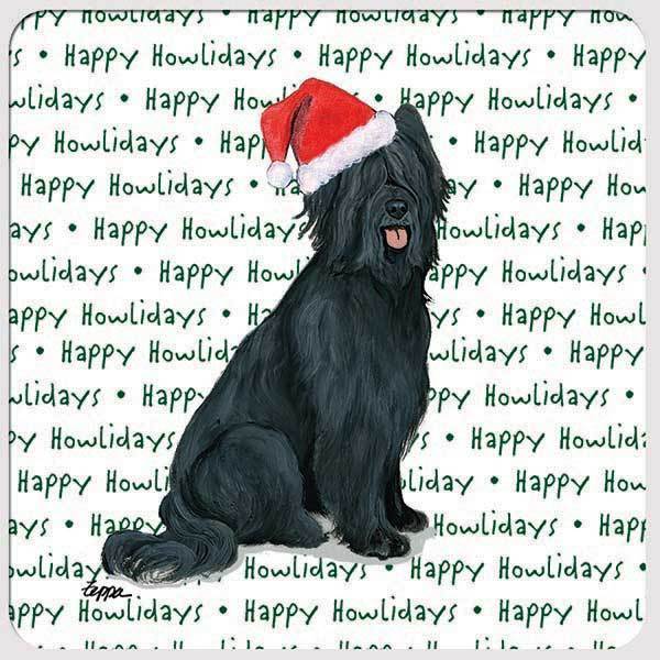 Briard, Black "Happy Howlidays" Coaster
