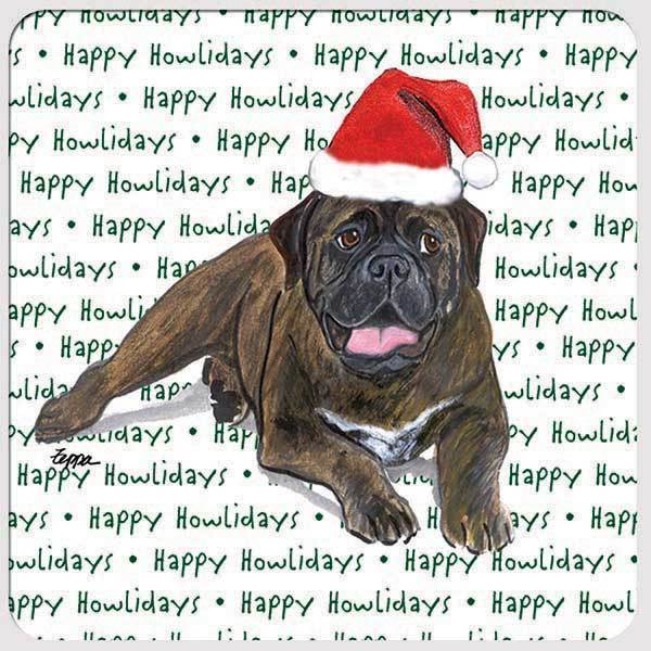 Bullmastiff "Happy Howlidays" Coaster