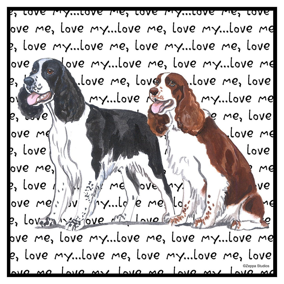 English Springer Spaniel Duo Love Text - Adult Unisex Hoodie Sweatshirt
