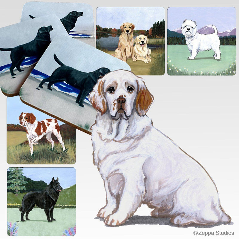 Clumber Spaniel Scenic Square Coaster