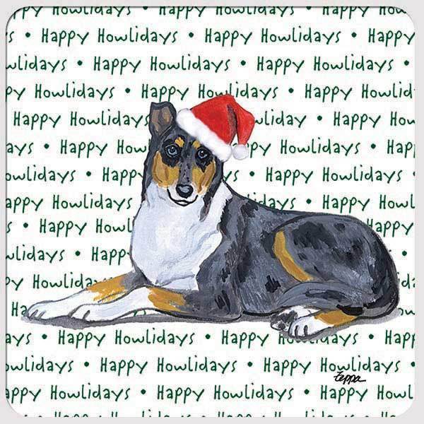 Collie, Smooth "Happy Howlidays" Coaster