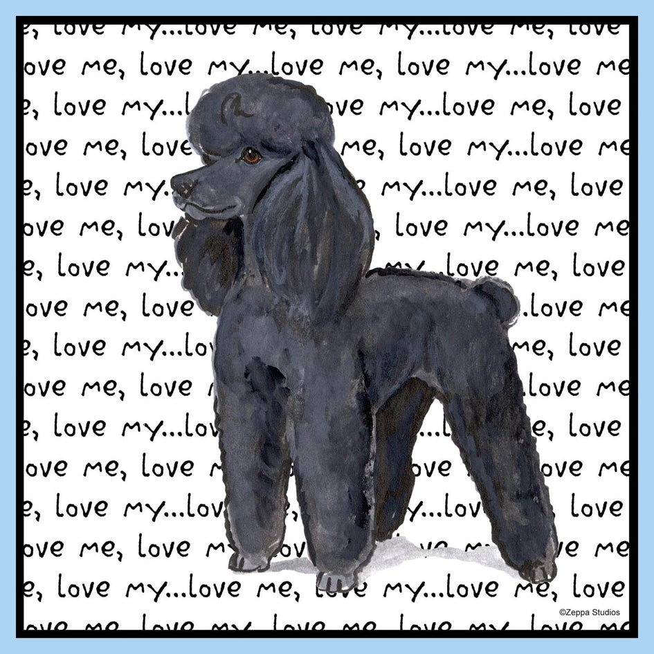 Black Poodle Love Text - Adult Unisex T-Shirt
