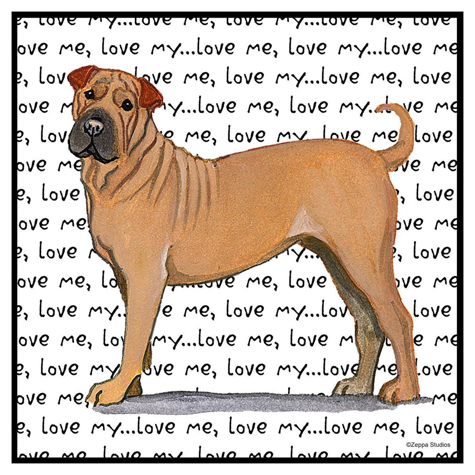 Chinese Shar-Pei Love Text - Adult Unisex Hoodie Sweatshirt