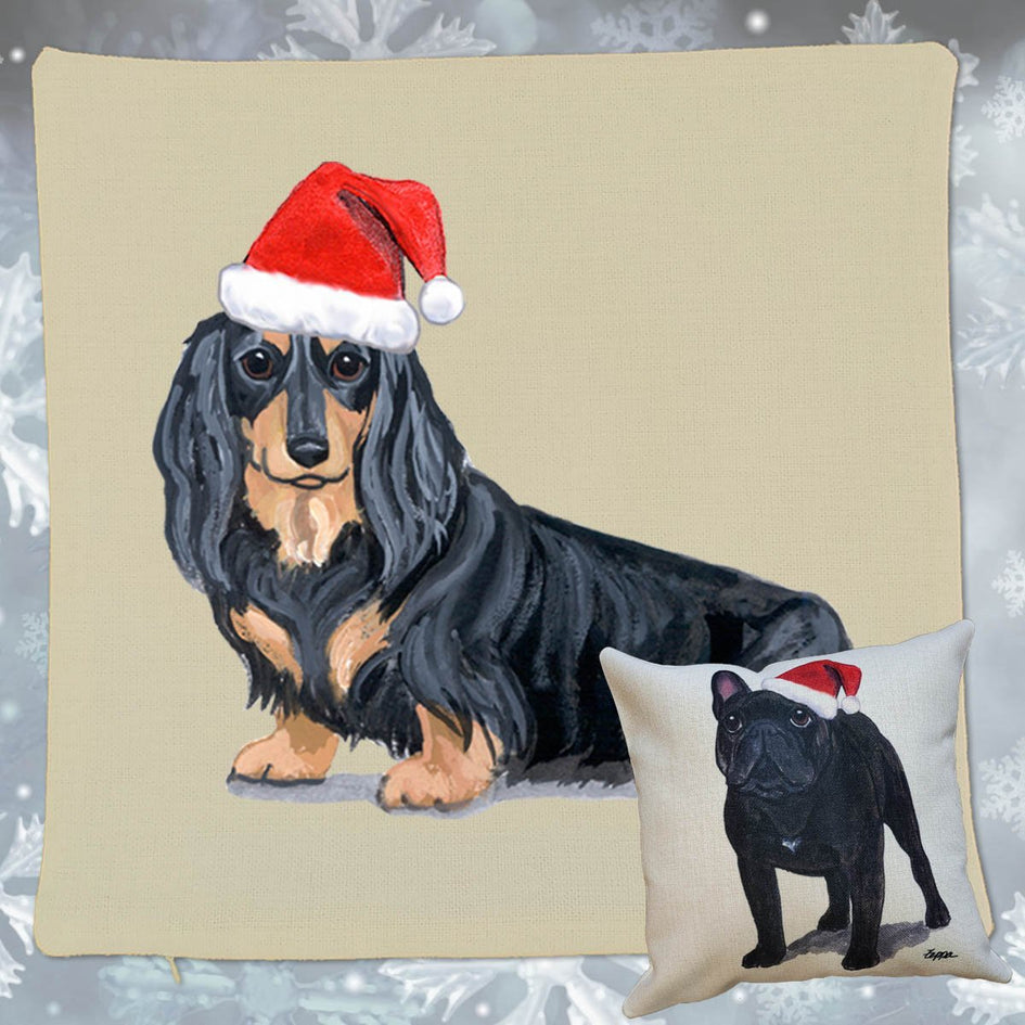 Dachshund Santa Pillow Cover
