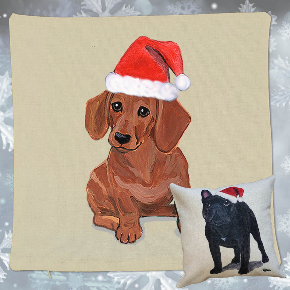 Dachshund Santa Pillow Cover