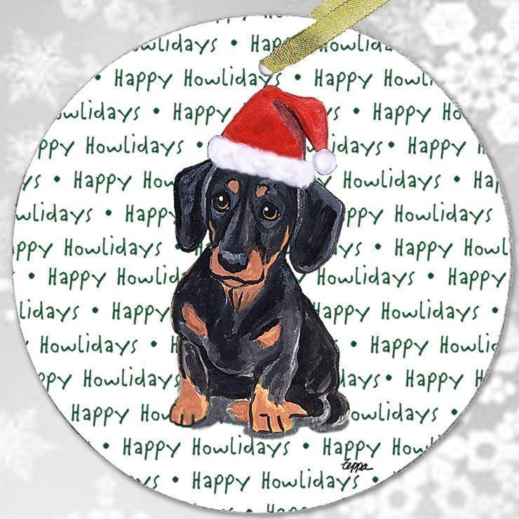Dachshund, Black and Tan "Happy Howlidays" Coaster