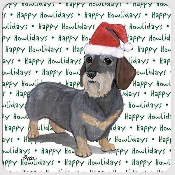 Dachshund, Wirehaired "Happy Howlidays" Coaster