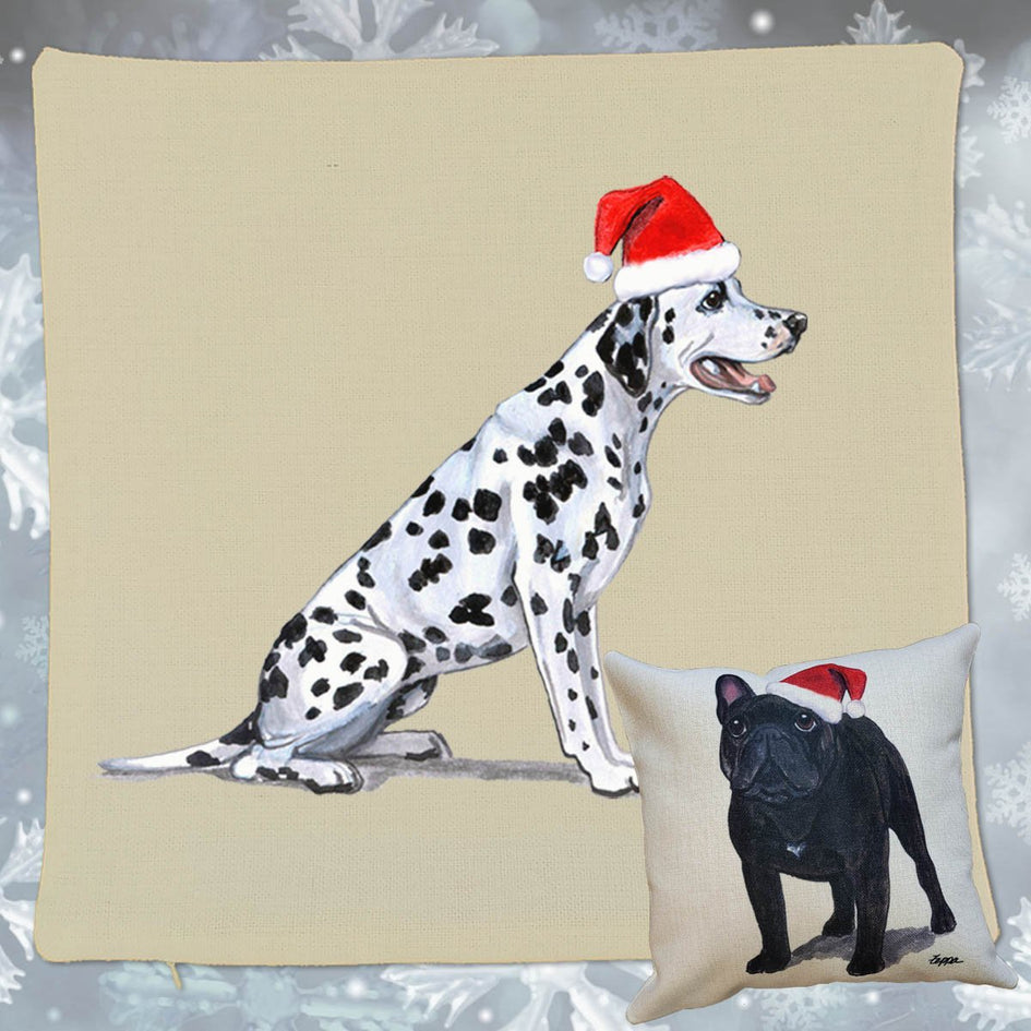 Dalmatian Santa Pillow Cover