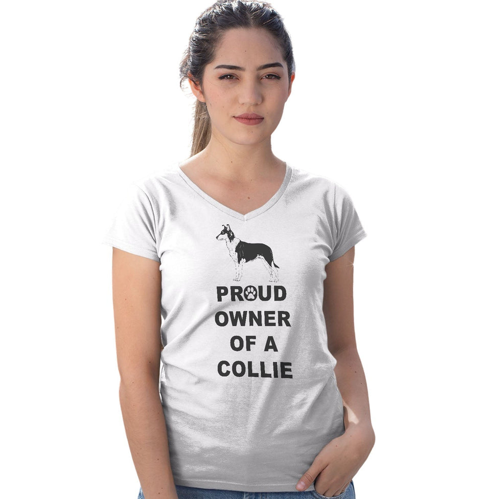 Collie Proud Owner - Women's V-Neck T-Shirt