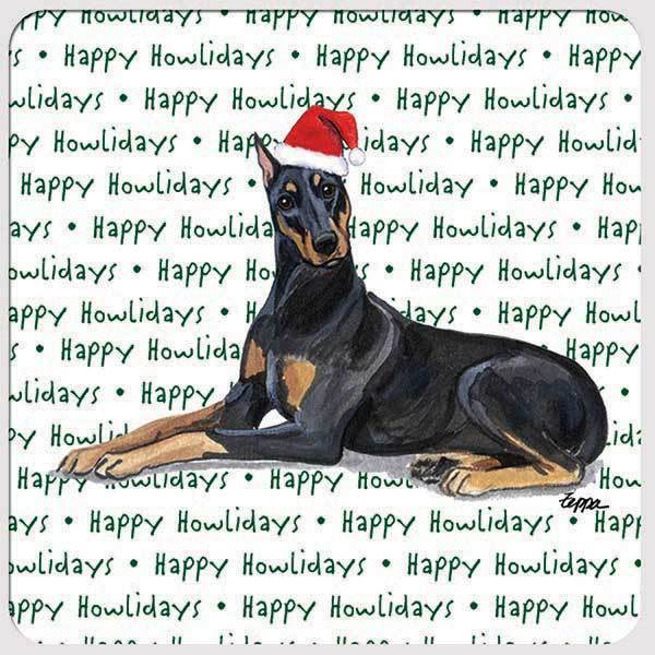 Doberman Pinscher "Happy Howlidays" Coaster