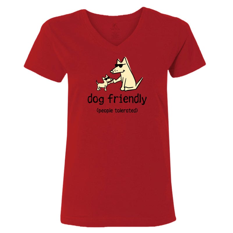 Dog Friendly People Tolerated - Ladies T-Shirt V-Neck