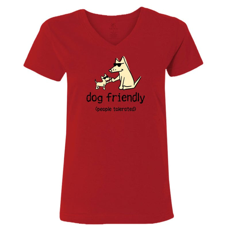 Dog Friendly People Tolerated - Ladies T-Shirt V-Neck