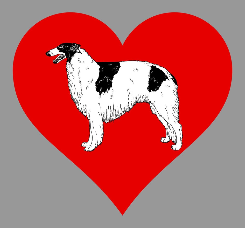 Borzoi on Heart Left Chest - Full-Zip Hoodie Sweatshirt