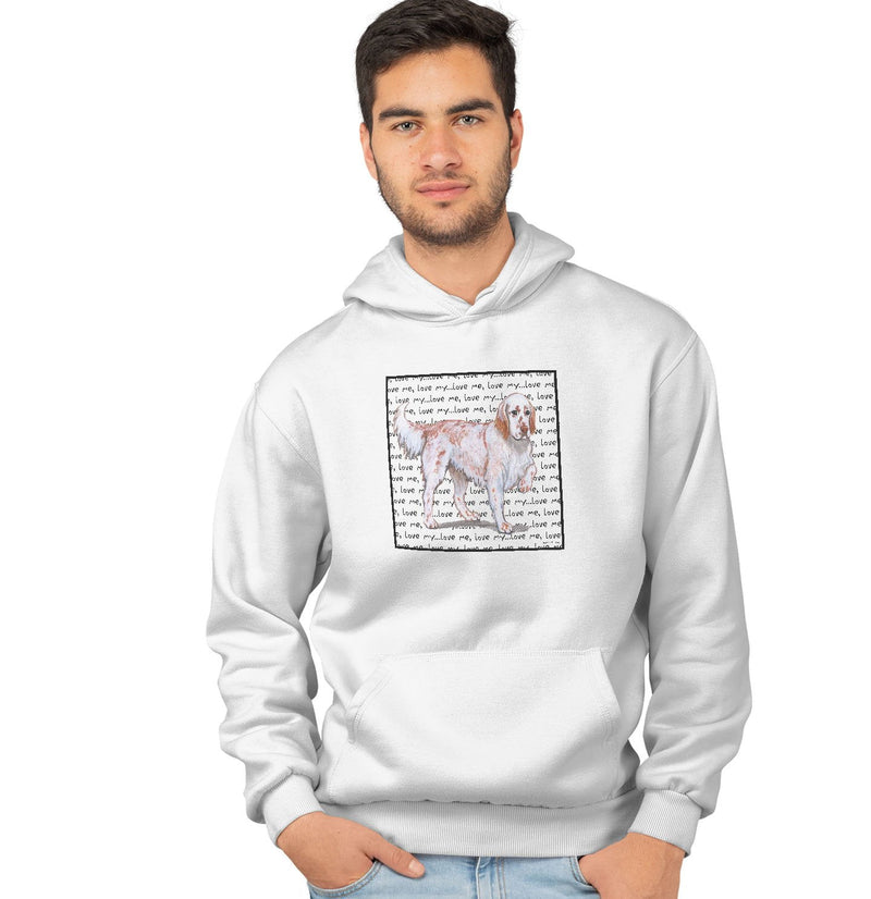 English Setter Love Text - Adult Unisex Hoodie Sweatshirt