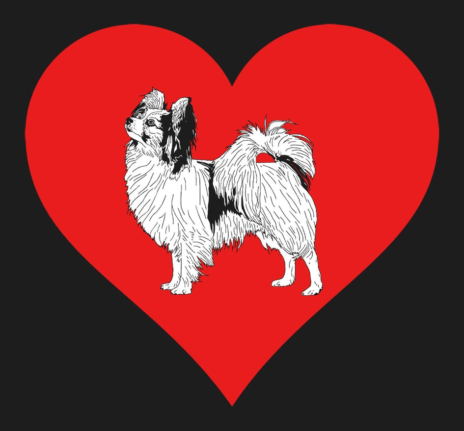 Papillon on Heart Left Chest - Full-Zip Hoodie Sweatshirt