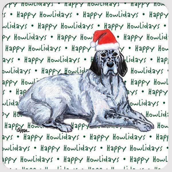 English Setter "Happy Howlidays" Coaster