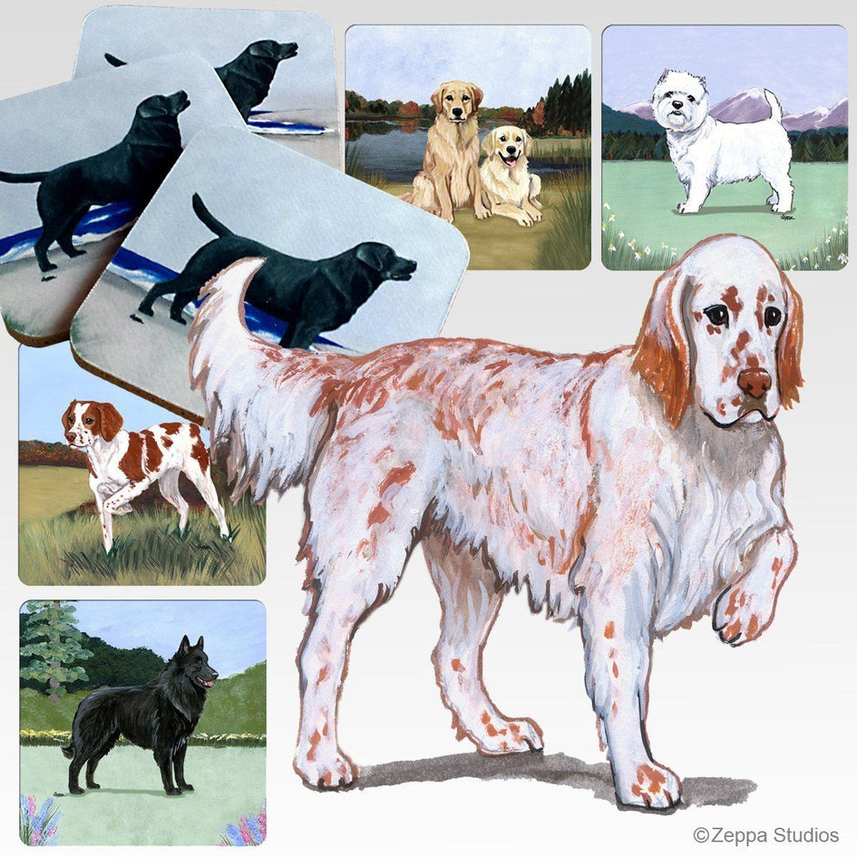 English Setter Scenic Square Coaster