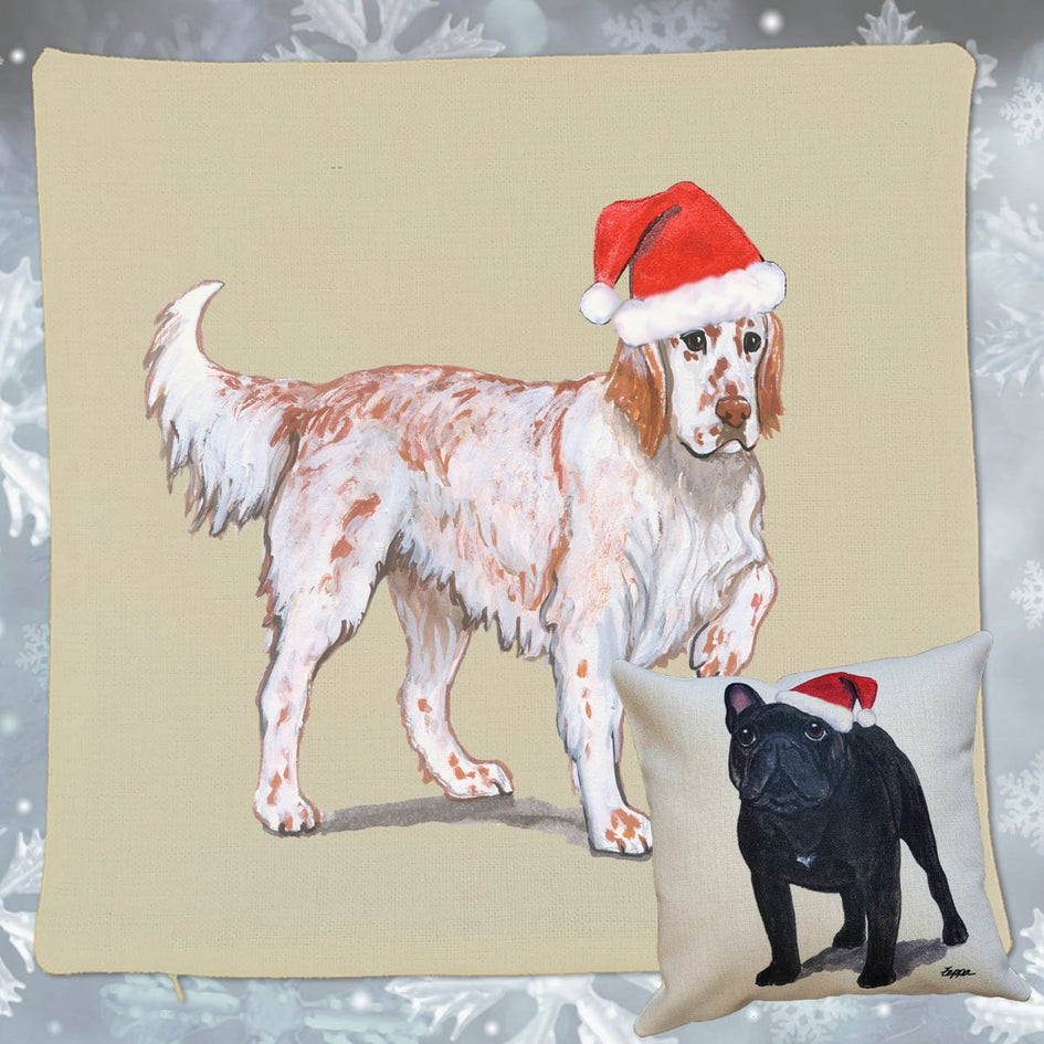 English Setter Santa Pillow Cover