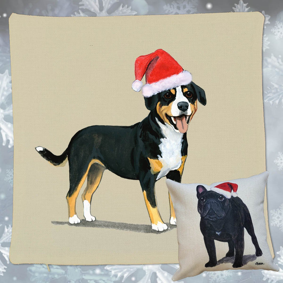 Entlebucher Mountain Dog Santa Pillow Cover