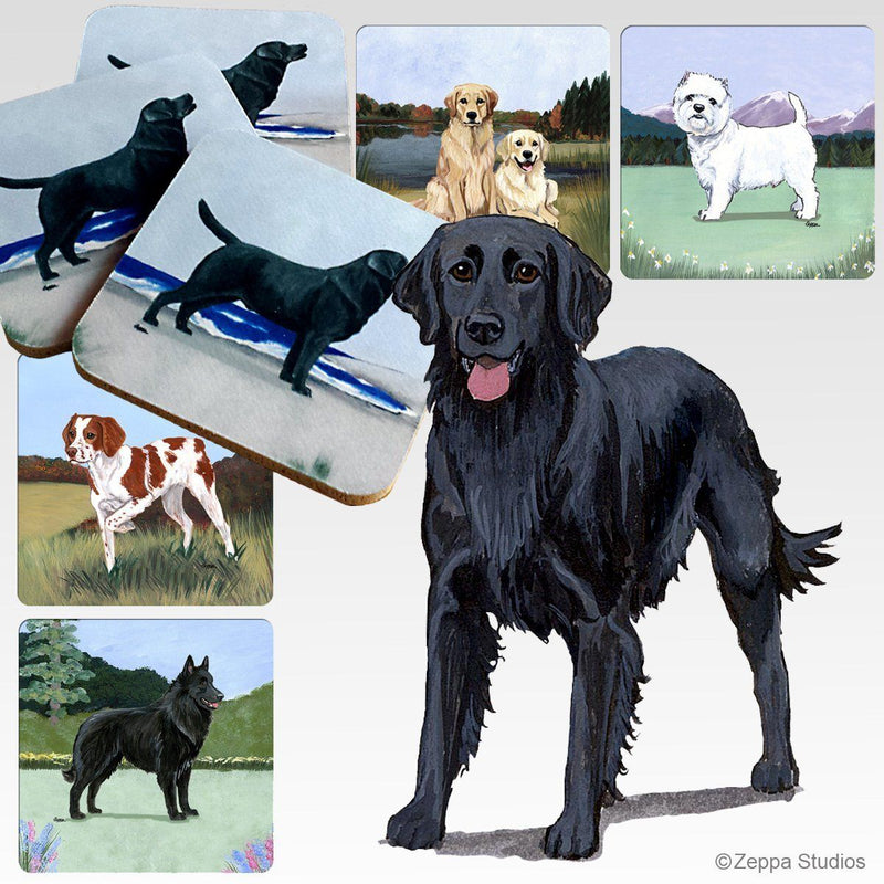 Flat-Coated Retriever Scenic Square Coaster