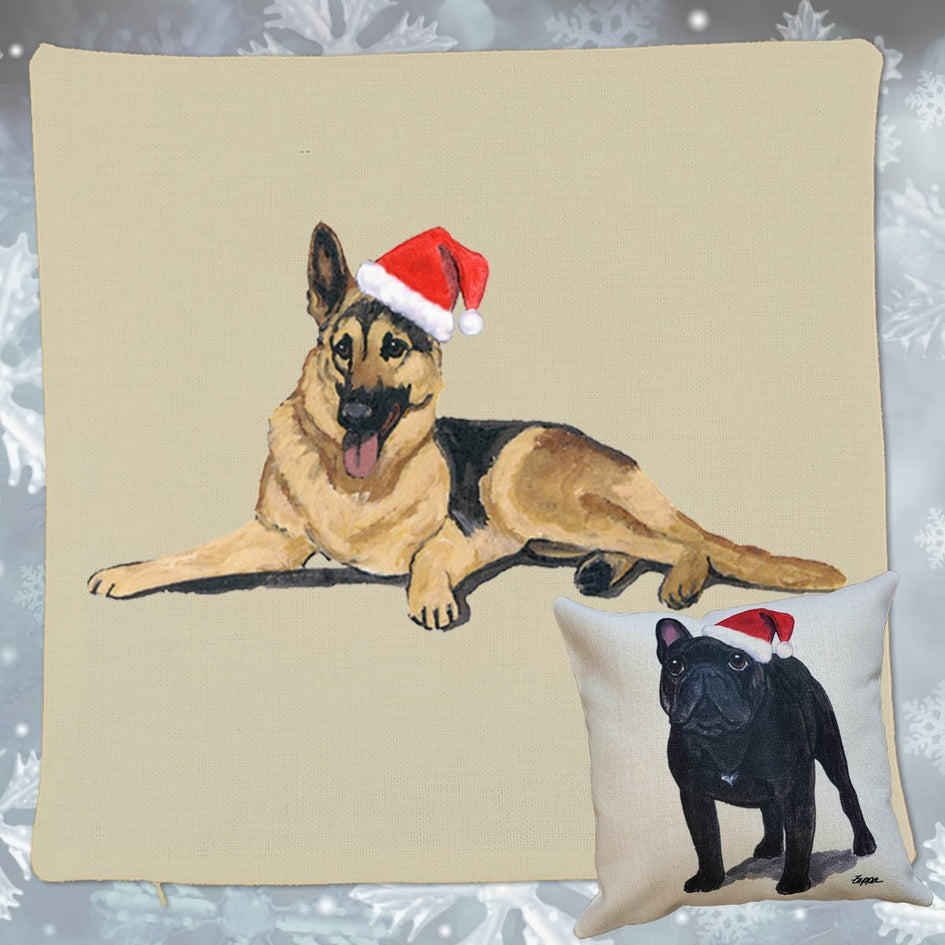 German Shepherd Dog Santa Pillow Cover