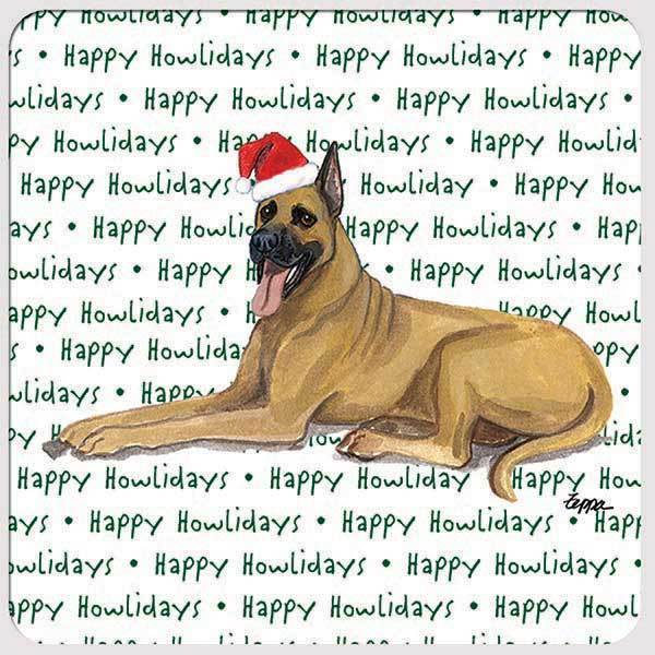 Great Dane, Fawn "Happy Howlidays" Coaster
