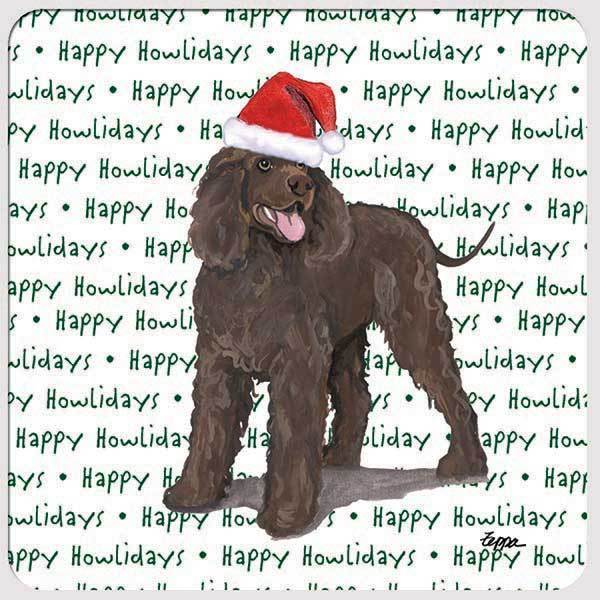 Irish Water Spaniel "Happy Howlidays" Coaster