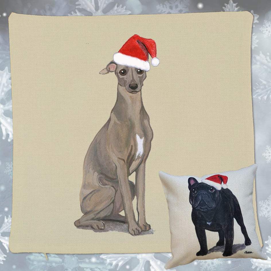 Italian Greyhound Santa Pillow Cover