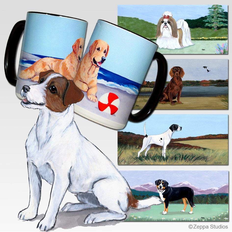 Russell Terrier, Brown and White Scenic Mug